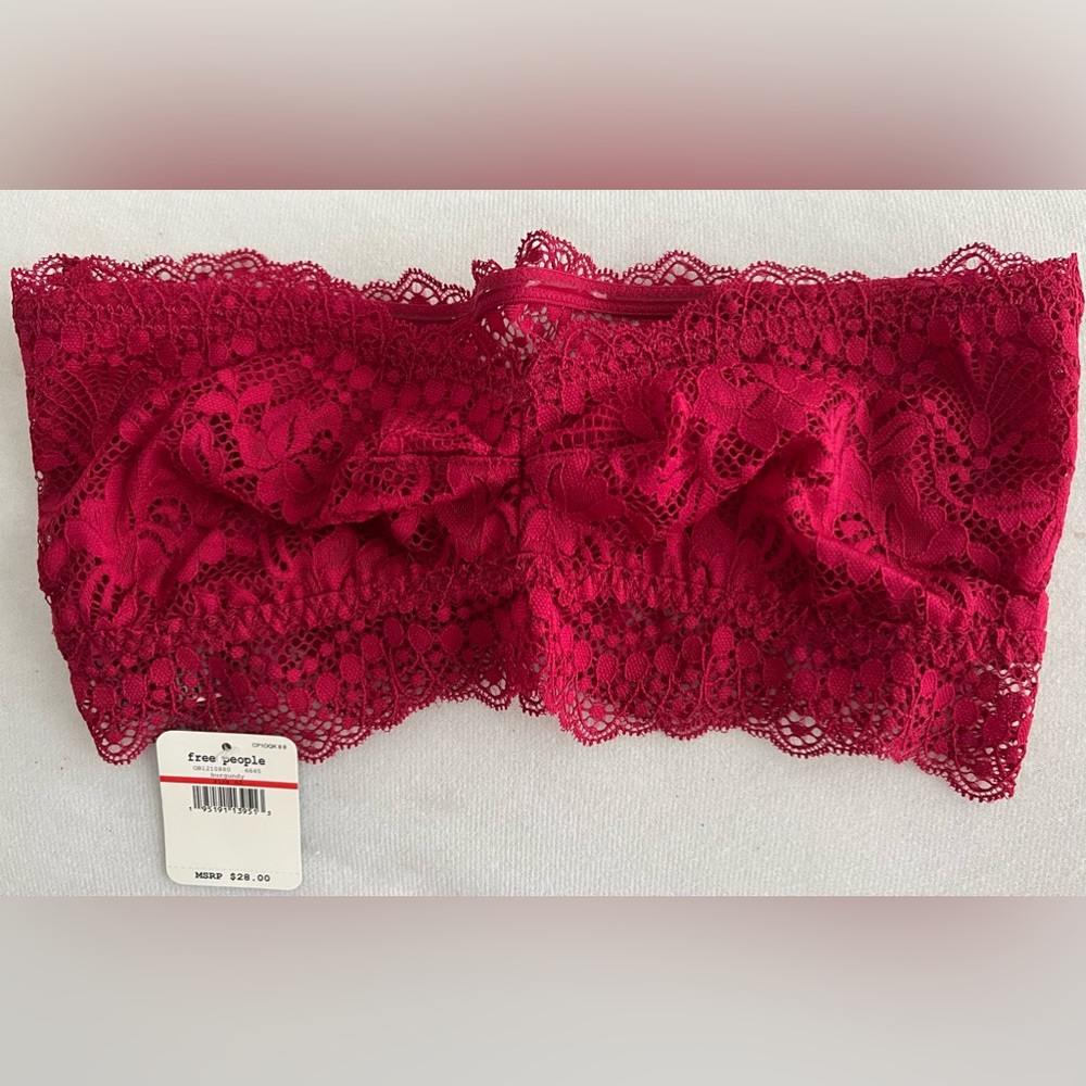 FREE PEOPLE Intimates Burgundy Lace Bandeau Bra Top Size XS NWT